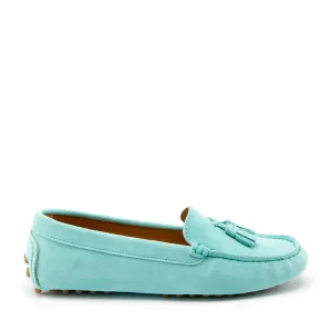 Willa Loafers Women's Tasselled Driving Loafers, aqua suede