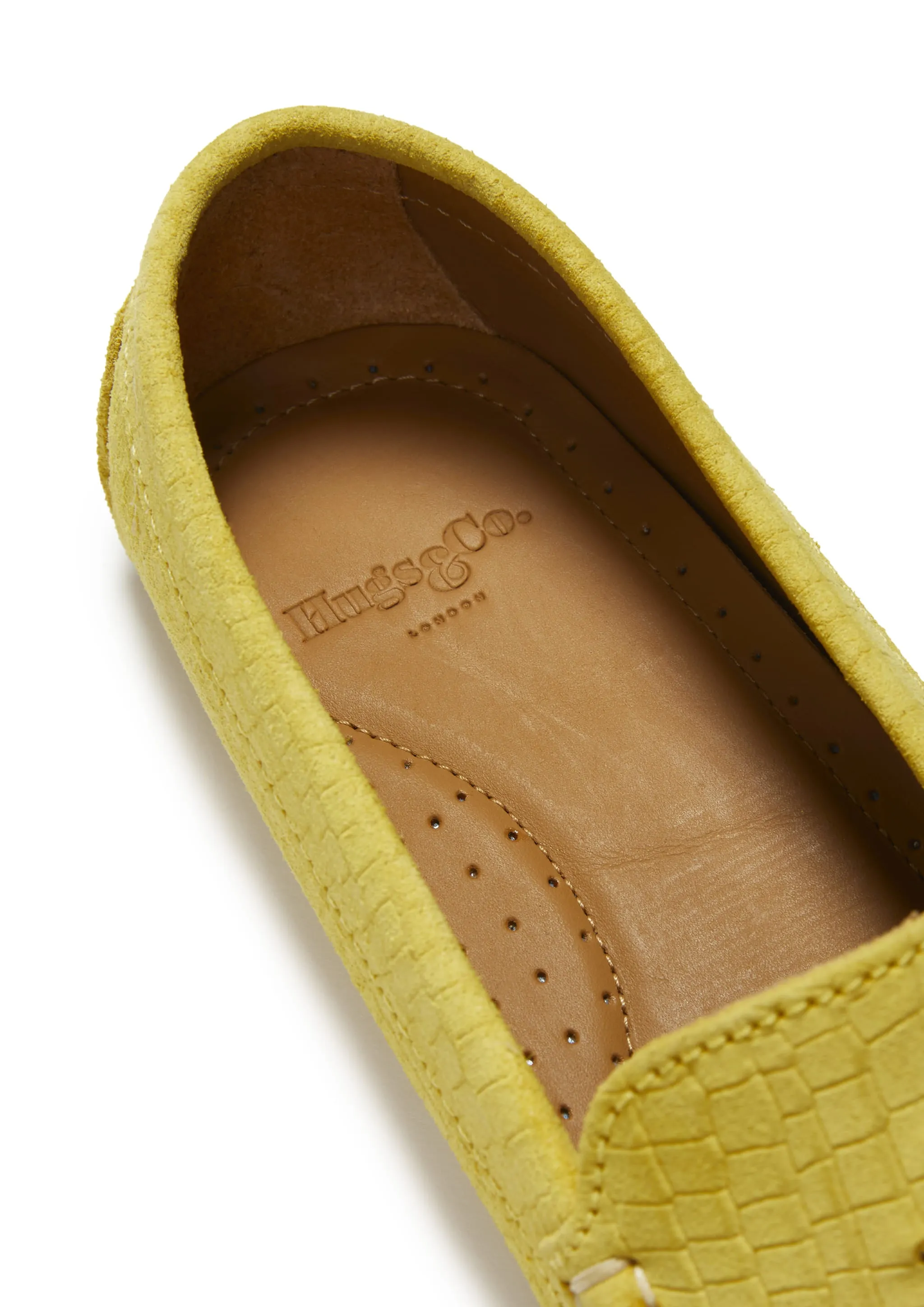 Women's Tasselled Driving Loafers, yellow embossed suede Stories Loafers