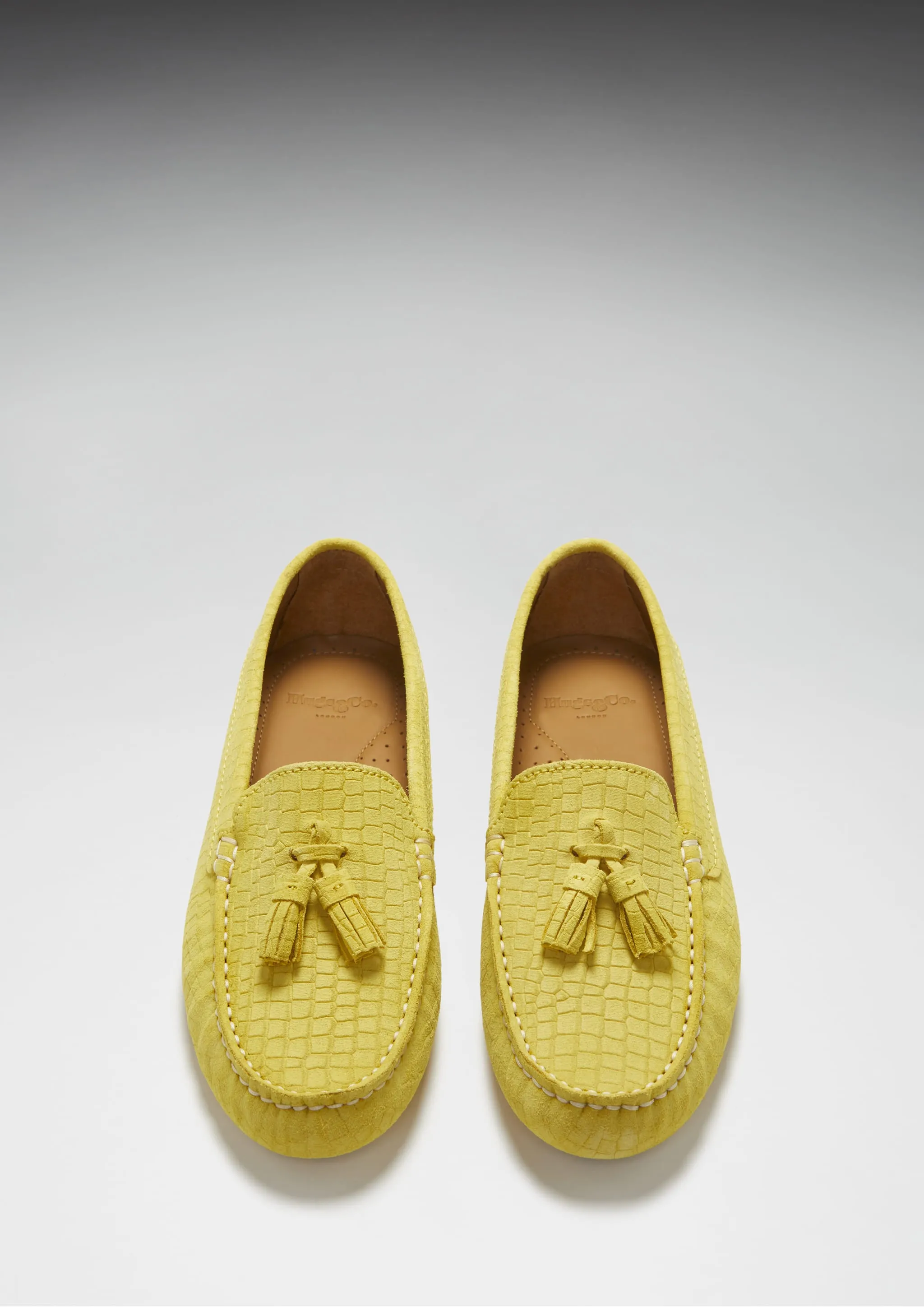 Parker Loafers Women's Tasselled Driving Loafers, yellow embossed suede