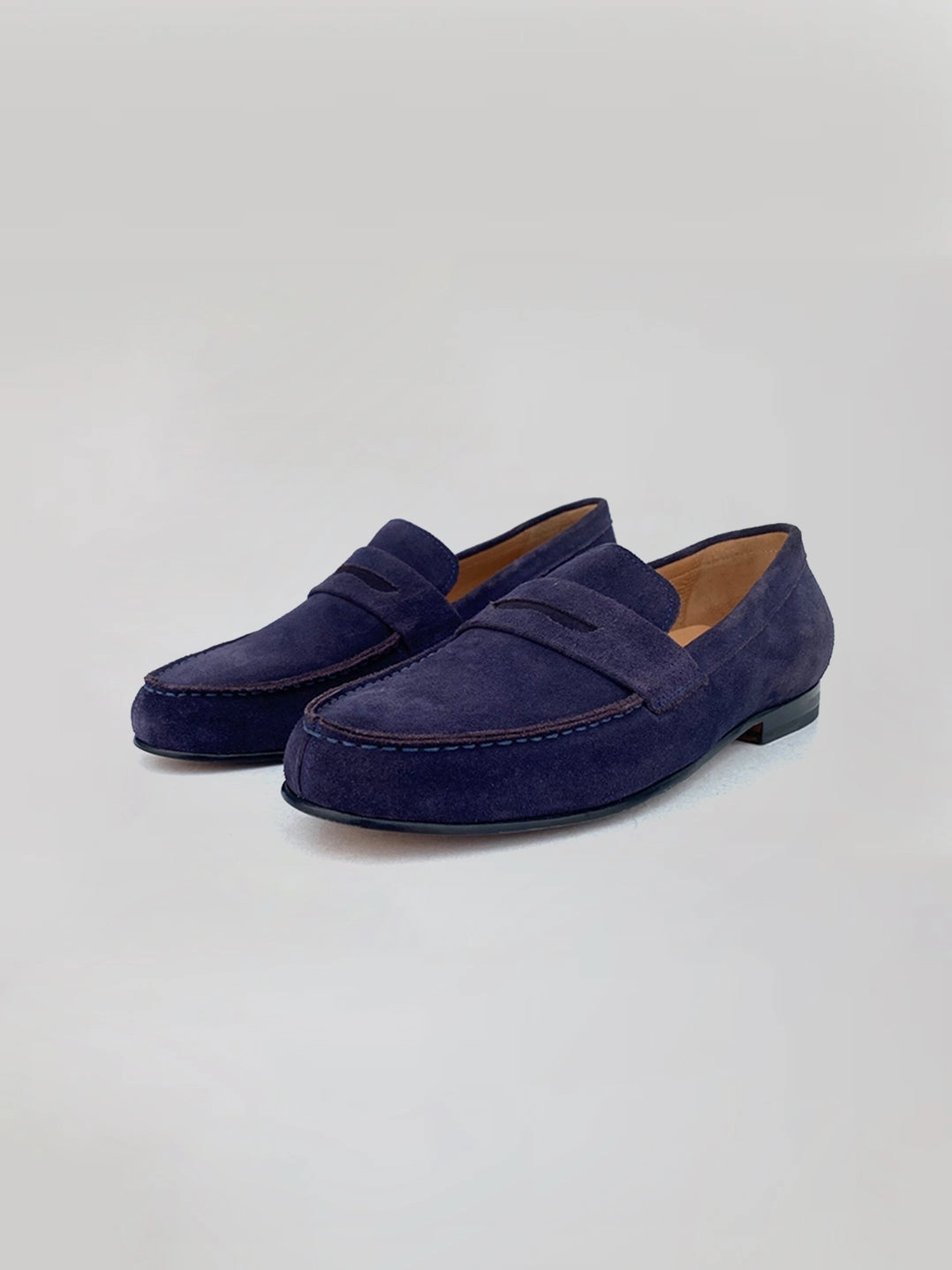 Loafers Leather Dress Alfons Loafer - Navy Blue Suede