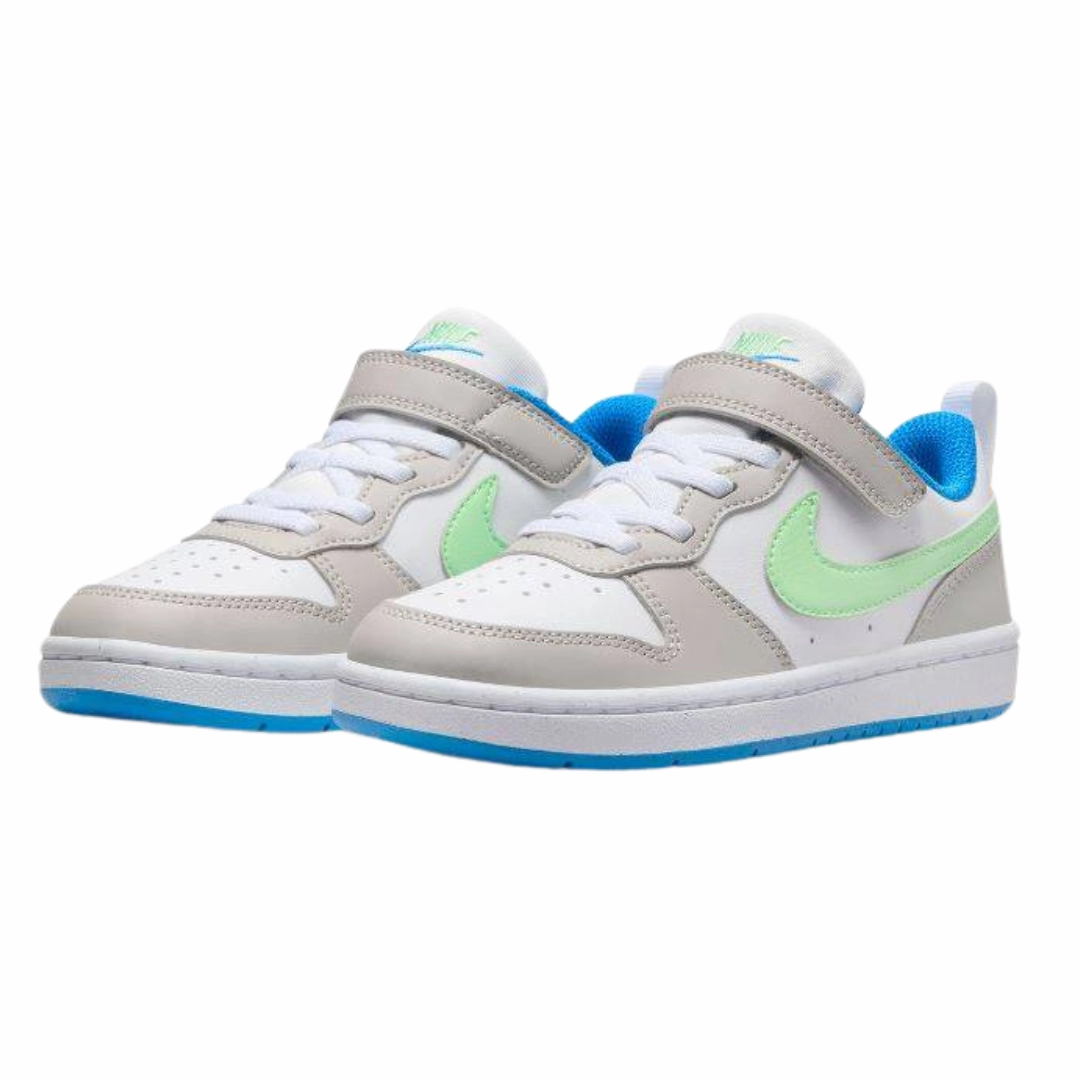 Nike - Kid's Court Borough Low Recraft PS 'Light Iron Vapor Green' - Light Iron Ore / White / Photo Blue / Vapor Green Asic Shoes For Overpronation