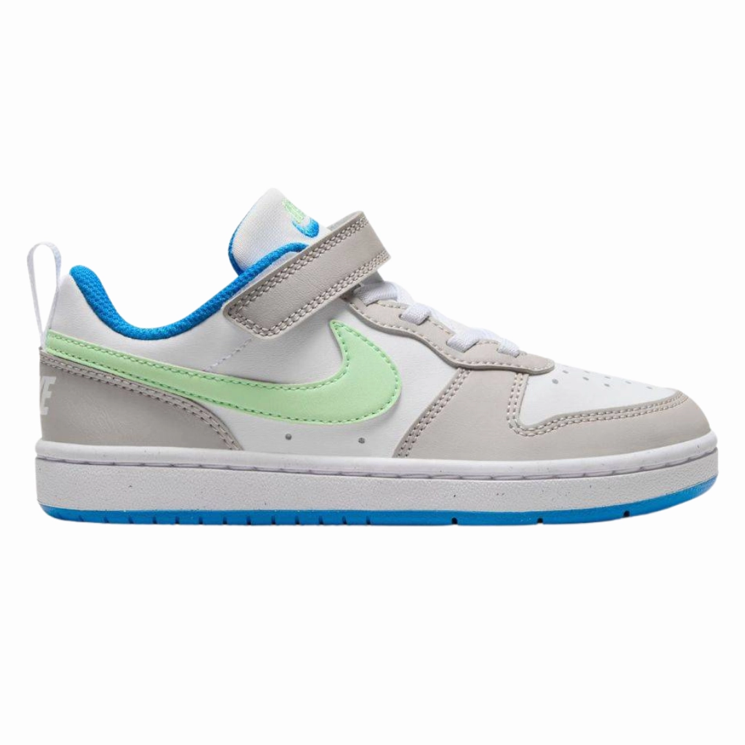 Nike - Kid's Court Borough Low Recraft PS 'Light Iron Vapor Green' - Light Iron Ore / White / Photo Blue / Vapor Green Asics Orthopedic Shoes