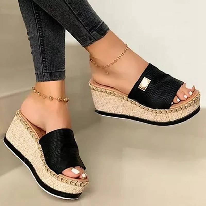 Chris Brown Nami Slides Yeknu Summer Wedges Slippers Women Platform Mules Slipper Fashion High Heeled Shoes Outdoor Beach Sandals Ladies Slides Flip Flop
