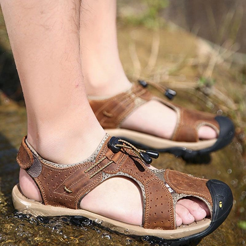 Woven Sandals Leather Men's Summer Outdoor Beach Sandals