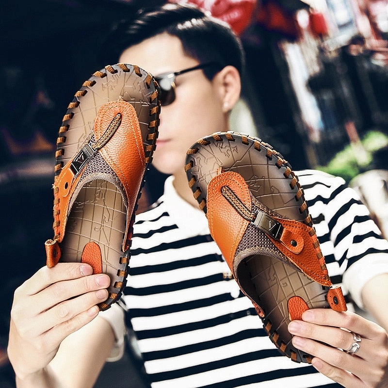 Birkenstocks Slippers YRZL Men's Summer Genuine Leather Slipper Sandals