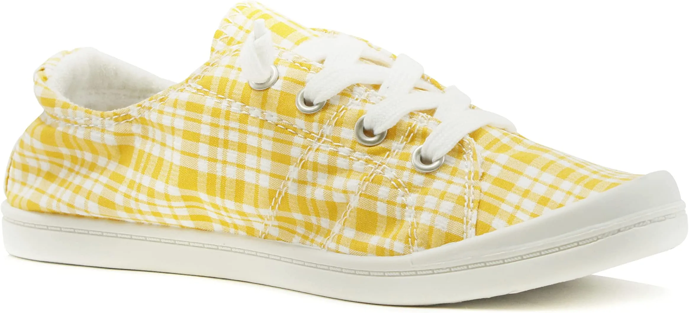 ZIG-S Mustard Plaid Soda T Strap Loafers