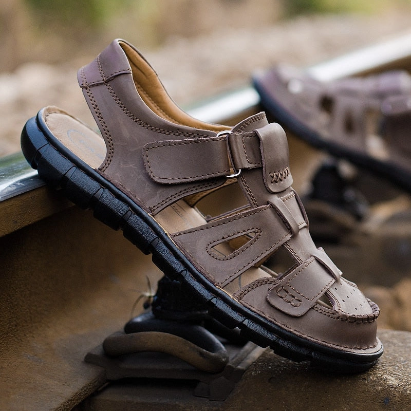 ZYYZYM Men Sandals 2020 Summer New Arrival Genuine Leather Casual Fashion Sports Sandals Soft Men Wading Outdoors Beach Sandals Bootie Sandals